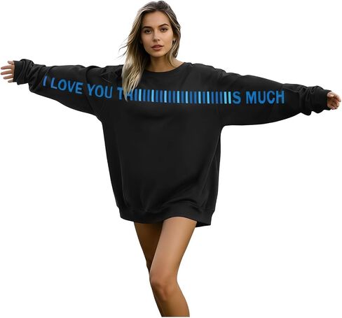 Valentines Shirts for Women Cute Love Heart Graphic Sweatshirts Trendy Long Sleeve Crewneck Sweater Pullover Tops in Saudi Arabia