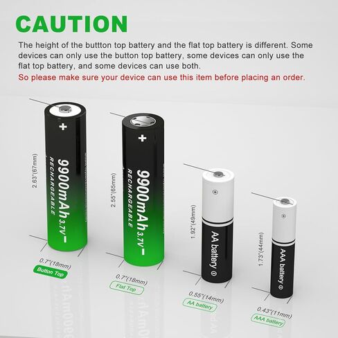 Ni-MH Button Top 3.7 V Lithium Polymer Ion Rechargeable Battery Upgrade Capacity Batteries for Flashlights, Bluetooth Speaker, Headlamp, Toy Tools Use, 12 Pcs in Kuwait