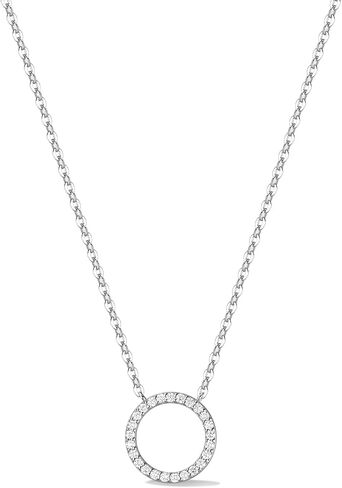 AGVANA Circle of Light 0.4 Ct. Tw. Lab-Grown Diamond Eternity Circle Pendant Necklace in Sterling Silver (D-E, VS) Fine Jewelry Promise Anniversary Birthday Gifts for Women Her, 16-18" Chain in Kuwait