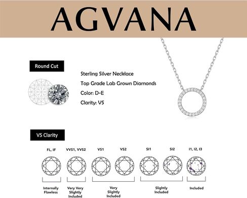 AGVANA Circle of Light 0.4 Ct. Tw. Lab-Grown Diamond Eternity Circle Pendant Necklace in Sterling Silver (D-E, VS) Fine Jewelry Promise Anniversary Birthday Gifts for Women Her, 16-18" Chain in Kuwait
