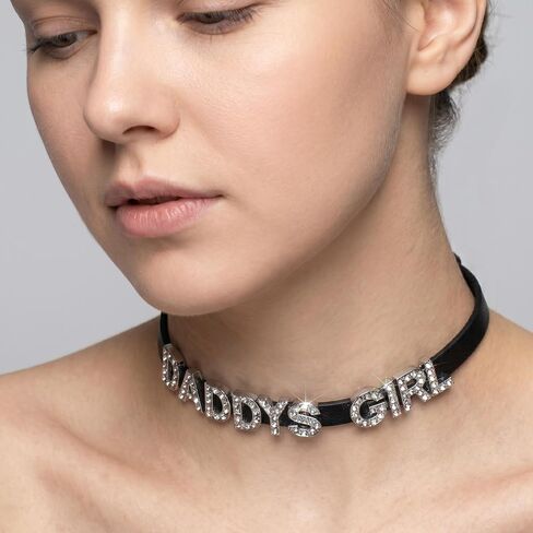 2PCS Daddy's Gothic Layered Chain Heart Choker Necklace for Women, Black Stackable PU Leather Chokers, Goth Punk Grunge Emo Collars, Halloween Valentine's Day Jewelry Gift Accessories in Kuwait