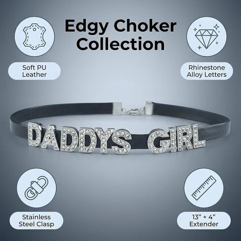 2PCS Daddy's Gothic Layered Chain Heart Choker Necklace for Women, Black Stackable PU Leather Chokers, Goth Punk Grunge Emo Collars, Halloween Valentine's Day Jewelry Gift Accessories in Kuwait