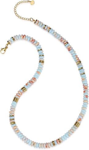 Jovivi Chakra Gemstone Beaded Choker Necklace for Women, Natural Healing Crystals Colorful Beads Stone Necklace 14K Gold Plated Summer Beach Handmade Boho Jewelry in Kuwait