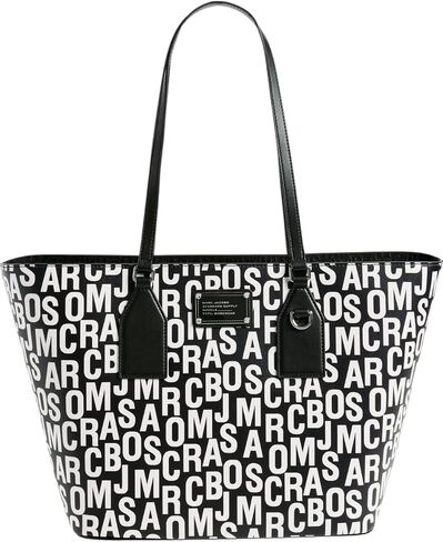 Marc Jacobs Large Trademarc Top Zip Tote Shoulder Bag (Black White) in Kuwait