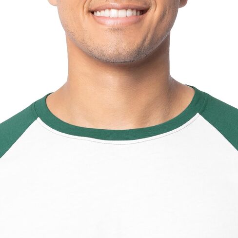 Fruit of The Loom Men's Raglan 3/4 Sleeve Colorblock T-Shirt in Kuwait