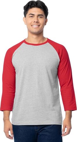 Fruit of The Loom Men's Raglan 3/4 Sleeve Colorblock T-Shirt in Kuwait