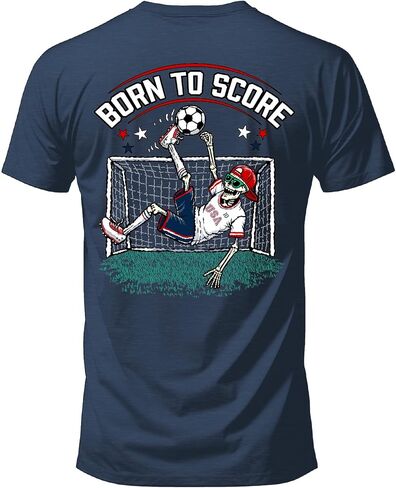 Salty Bones Born to Score Soccer Graphic T-Shirt, Classic Fit, Printed in USA in Saudi Arabia
