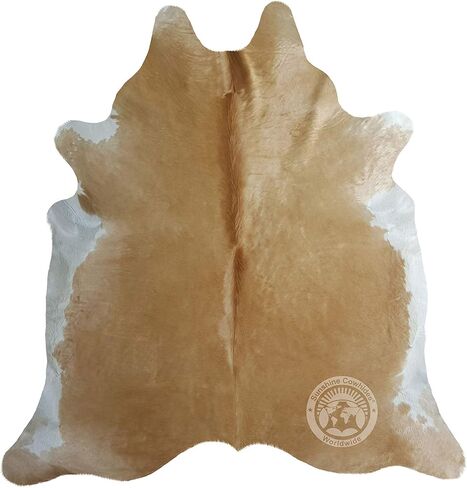 Sunshine Cowhides – Genuine Cow Hide Rug for Living Room, Bedroom, Office, Nursery, & Western Décor – Animal Skin, & Unique Cow Print Carpet – Palomino Beige, Extra Large 6x7-8 ft in Saudi Arabia