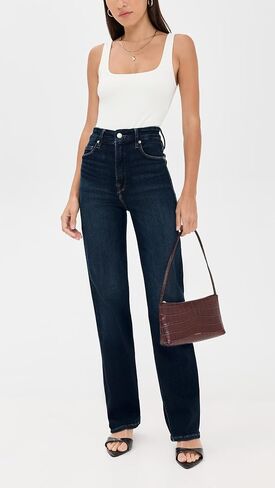 Good American Women's Soft Tech Good True Straight Jeans, indigo572, 16 in Saudi Arabia