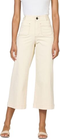 DEAR JOHN Audrey Women’s Wide Leg Jeans High Rise Cropped Comfortable Stretch Clean Hem - Ivory - Size 27 in Saudi Arabia