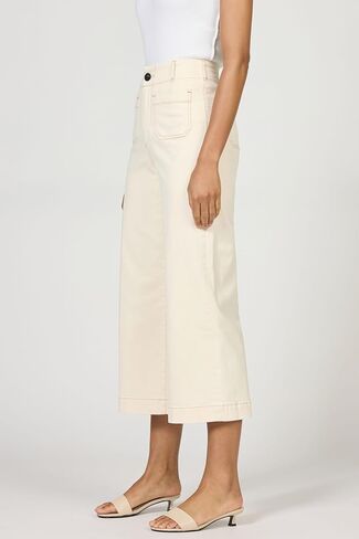 DEAR JOHN Audrey Women’s Wide Leg Jeans High Rise Cropped Comfortable Stretch Clean Hem - Ivory - Size 27 in Saudi Arabia