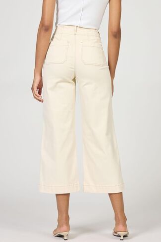 DEAR JOHN Audrey Women’s Wide Leg Jeans High Rise Cropped Comfortable Stretch Clean Hem - Ivory - Size 27 in Saudi Arabia