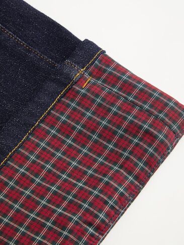 CIDER Wide Leg Jeans for Women Stretchy Plaid Cuffed Folded Hem High Waisted Trendy Straight Leg Denim Pants with Pockets in Kuwait