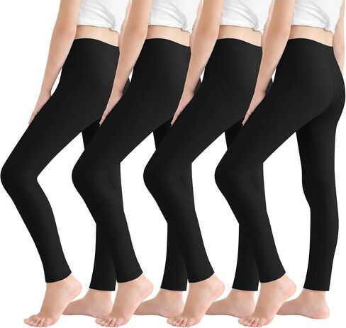 Resinta 4 Pack Girls Leggings Tights Soft Comfortable Pants for Kids Stretchy Ankle Length Athletic Yoga 6-16 Years in Saudi Arabia