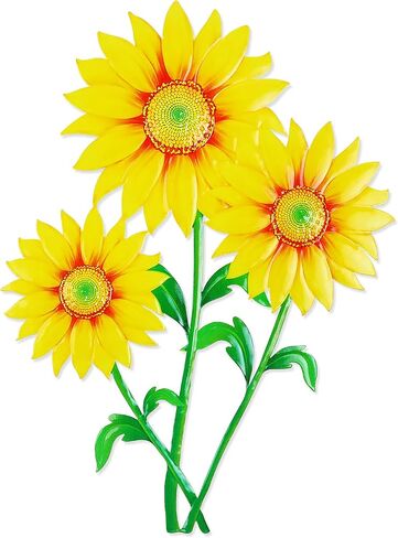 Larber Large Yellow Metal Sunflower Wall Decor 16.5 inches Sunflower Outdoor Wall Art Rust-proof Metal Flower for Living Room Bedroom Home Kitchen Indoor Outdoor in Saudi Arabia