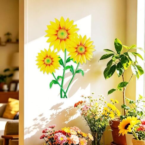 Larber Large Yellow Metal Sunflower Wall Decor 16.5 inches Sunflower Outdoor Wall Art Rust-proof Metal Flower for Living Room Bedroom Home Kitchen Indoor Outdoor in Saudi Arabia