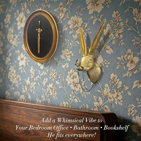 Juedawyal Gold Animal Head Wall Decor – Golden Rabbit Head Wall Hanging, 10" Resin Scholarly Bunny Wall Sculpture for Men Women Home Kitchen Office Gallery Wall Easter Decor in Saudi Arabia