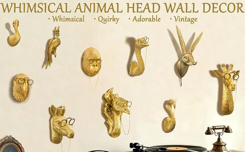 Juedawyal Gold Animal Head Wall Decor – Golden Rabbit Head Wall Hanging, 10" Resin Scholarly Bunny Wall Sculpture for Men Women Home Kitchen Office Gallery Wall Easter Decor in Saudi Arabia
