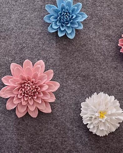 Ceramic Wall Art - 3D Flower Hanging Sculpture, Handmade Porcelain Decor (Pink, Paeonia Lactiflora, 3.54") in Saudi Arabia
