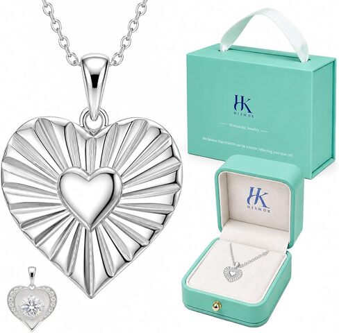 2026 Double-Sided Moissanite Heart Necklace for Women - S925 Sterling Silver Pendant Jewelry - Hypoallergenic Gift for Her - Unique Birthday Anniversary Christmas Valentine's Day Mother's Day Present in Kuwait