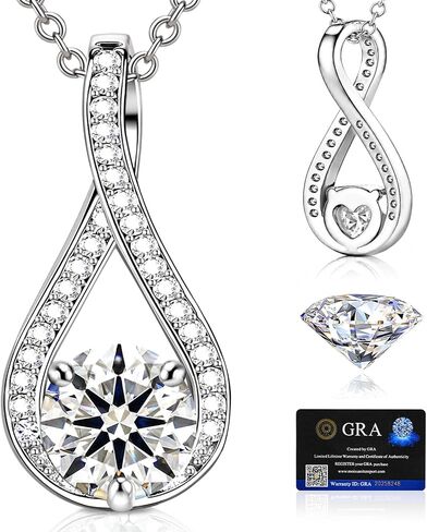 adoyi Moissanite Pendant Necklaces for Women, 18K White Gold Plated Necklace Hypoallergenic Dainty Silver Moissanite Necklace Jewelry for Women D Color VVS1 Clarity 1.0CT Jewelry Gifts in Saudi Arabia