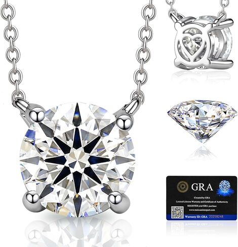 adoyi Moissanite Pendant Necklaces for Women, 18K White Gold Plated Necklace Hypoallergenic Dainty Silver Moissanite Necklace Jewelry for Women D Color VVS1 Clarity 1.0CT Jewelry Gifts in Saudi Arabia