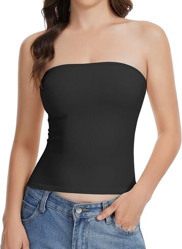 Tube Tops for Women Strapless Bandeau Sleeveless Shirts Basic Backless Summer Going Out Tank Top in Saudi Arabia