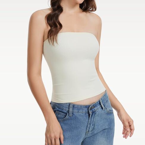 Tube Tops for Women Strapless Bandeau Sleeveless Shirts Basic Backless Summer Going Out Tank Top in Saudi Arabia