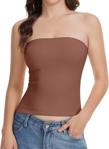 Tube Tops for Women Strapless Bandeau Sleeveless Shirts Basic Backless Summer Going Out Tank Top in Saudi Arabia