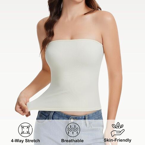 Tube Tops for Women Strapless Bandeau Sleeveless Shirts Basic Backless Summer Going Out Tank Top in Saudi Arabia