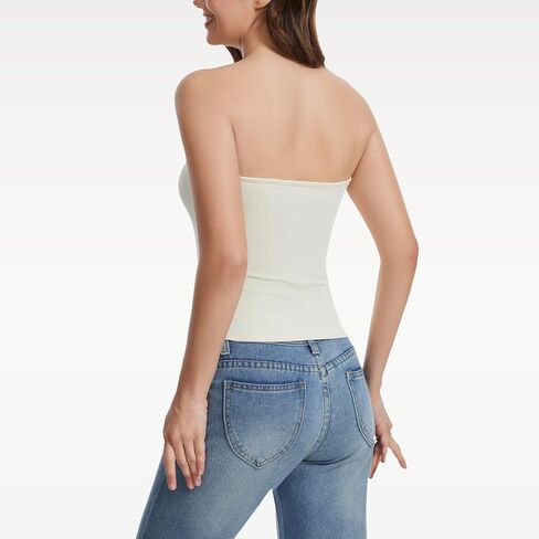 Tube Tops for Women Strapless Bandeau Sleeveless Shirts Basic Backless Summer Going Out Tank Top in Saudi Arabia