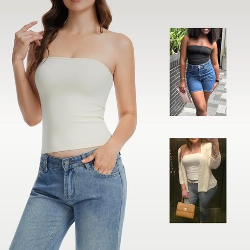 Tube Tops for Women Strapless Bandeau Sleeveless Shirts Basic Backless Summer Going Out Tank Top in Saudi Arabia