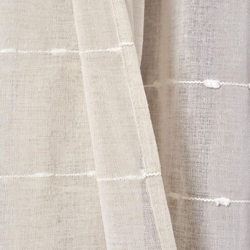 Lush Decor Farmhouse Textured Grommet Sheer Window Curtain Panel Pair, 38"W x 95"L, Beige in Kuwait