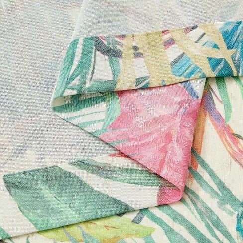 Kotile Floral Linen Curtains 95 Inches Long 2 Panels W52 x L95 Inch, Printed Tropical Palm Leaves Botanical Curtains for Living Room, Grommet Light Filtering Privacy Semi-Sheer Vintage Summer Curtain in Saudi Arabia