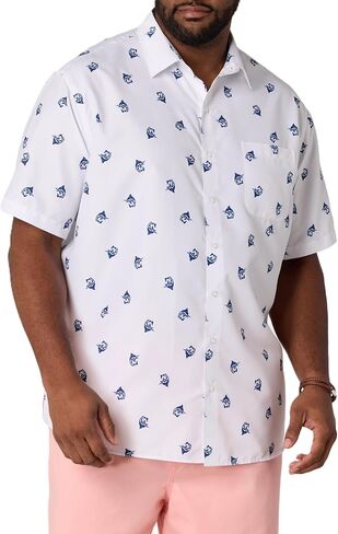 Harbor Bay by DXL Men's Big and Tall Marlin Print Microfiber Sport Shirt, Bright White in Saudi Arabia
