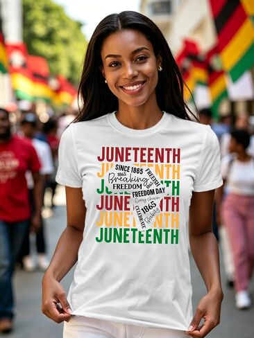 Juneteenth قمصان نسائية سوداء فخر تي شيرت 1865 الحرية الأمريكية الأفريقية تي شيرت in Kuwait