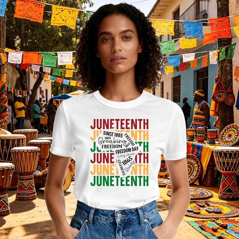 Juneteenth قمصان نسائية سوداء فخر تي شيرت 1865 الحرية الأمريكية الأفريقية تي شيرت in Kuwait