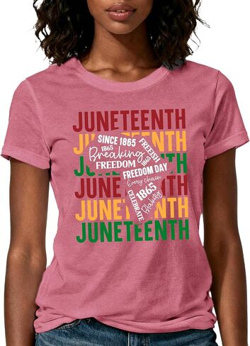 Juneteenth قمصان نسائية سوداء فخر تي شيرت 1865 الحرية الأمريكية الأفريقية تي شيرت in Kuwait