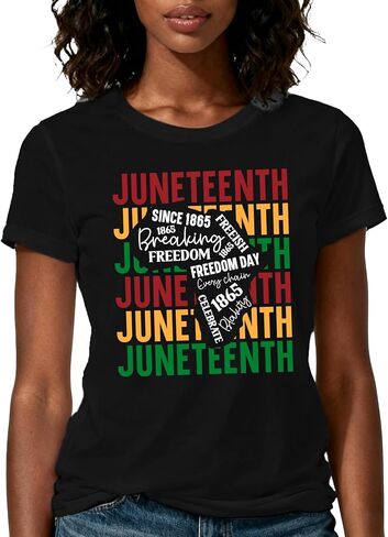 Juneteenth قمصان نسائية سوداء فخر تي شيرت 1865 الحرية الأمريكية الأفريقية تي شيرت in Kuwait