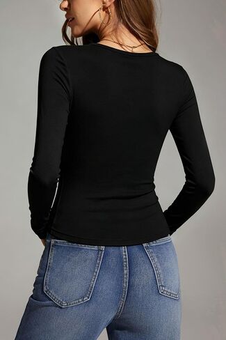 Women's Multi Pack Long Sleeve Crew Neck T Shirt, Slim Fit Basic Knit Tops Solid Tee in Saudi Arabia