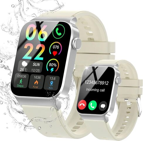 STECEi Smart Watch for Men Women Bluetooth Call, 1.85" HD Screen Smartwatch with Heart Rate/Sleep Monitor, 110+ Sport Modes Activity Trackers IP68 Waterproof, Fitness Watch for Android iOS, Black in Saudi Arabia
