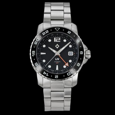 LIV Swiss Watches Trekker Auto GMT Black Steel in Kuwait