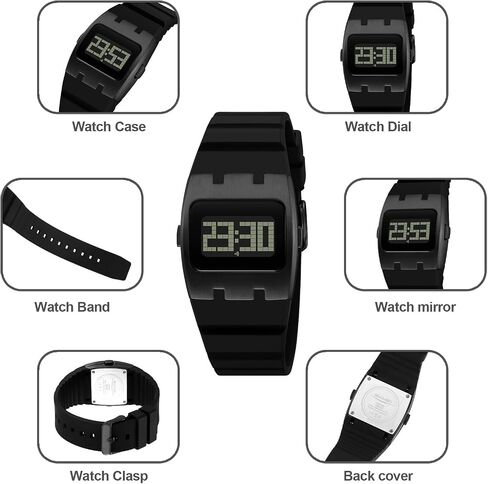 Men's Digital Sport Watch Waterproof LED Display Stopwatch Alarm Date Silicone Band Lightweight Wristwatch in Kuwait