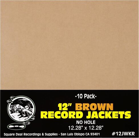 (100) 12" Record Jackets Without Center Hole - Kraft Brown #12JWKR in Kuwait