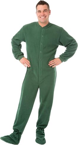 Big Feet PJs Green Micro-polar Fleece Adult Footed Pajamas Onesie with Butt Flap in Saudi Arabia