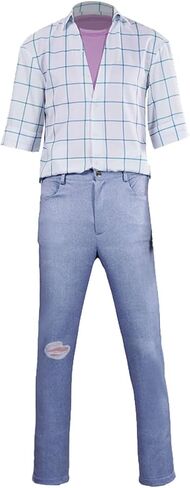 Mens Boys Jinu Costume Cosplay Costume Pink Blue Shirt T shirt Pants Outfit Party Halloween Suit Men in Saudi Arabia