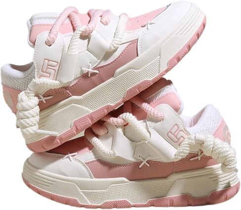 Women's Fashion Skateboard Shoes,Y2K Walking Cute Sneakers for Women Thick Sole Walking Shoes Flat Platform Chunky Kawaii Style in Saudi Arabia