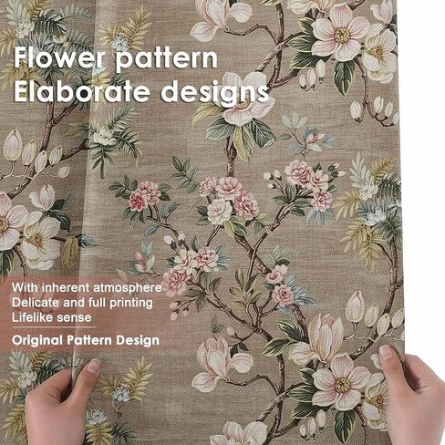 Aiyufeng Taupe Floral Curtains for Living Room Bedroom 63 Inches Long, Elegant Flower Print Patterned Light Filtering Textured Rod Pocket Window Treatments Drapes Farmhouse, W40 X L63 Inch in Saudi Arabia