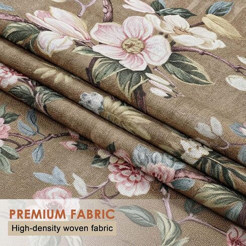 Aiyufeng Taupe Floral Curtains for Living Room Bedroom 63 Inches Long, Elegant Flower Print Patterned Light Filtering Textured Rod Pocket Window Treatments Drapes Farmhouse, W40 X L63 Inch in Saudi Arabia