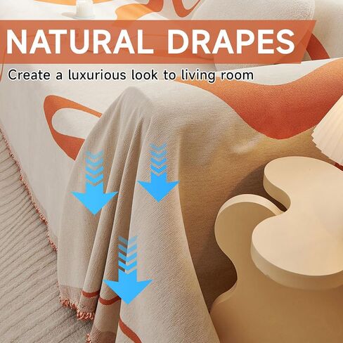 VClife Boho Couch Cover, Washable Sofa Cover for Dog, Caramel, 71 x 134 in | Modern Geometric Couch Cover, Washable Sofa Covers for 3 Cushion Couch Sofa, Throw Covers for Couches, Sectional Slip Cover in Saudi Arabia